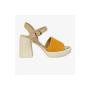 Greyder 59010 Bej Sarı Hakiki Deri Trendy Casual Kadın Sandalet